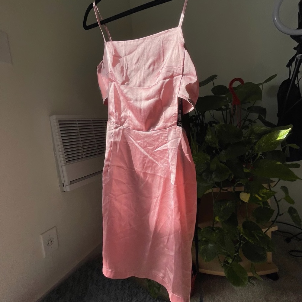 SOLD‼️ rose satin cutout bodycon dress